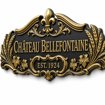 Personalized Antique Brass House Plate | Custom Château Name Sign | French Manor Address Plaque