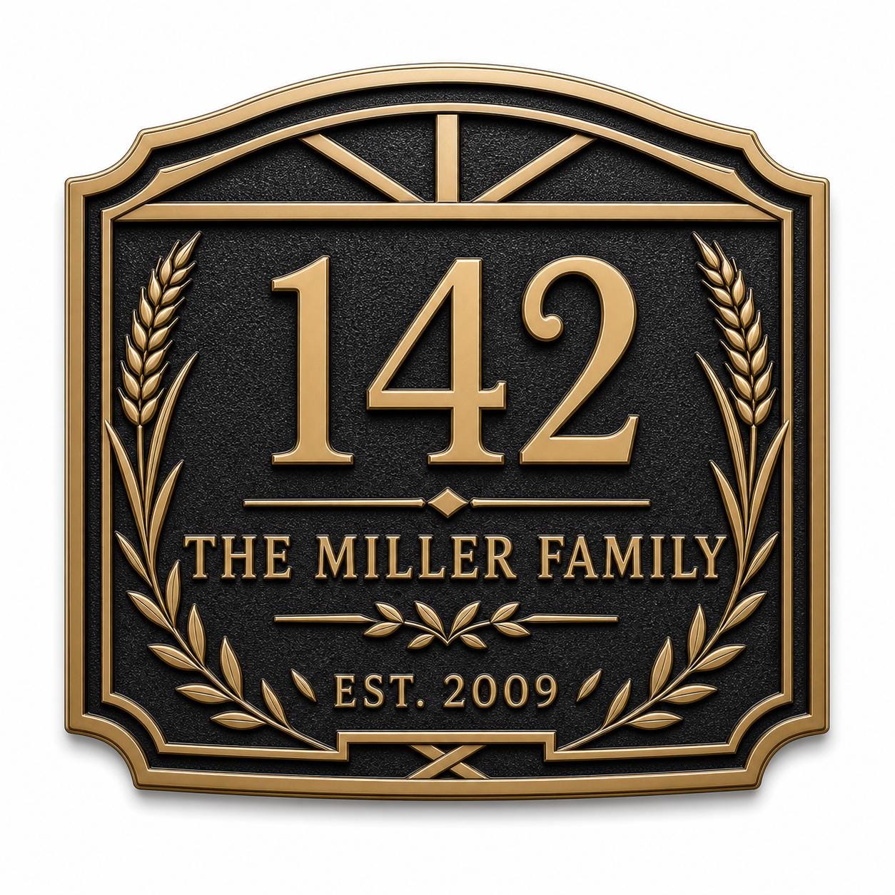 Personalised House Number Sign | Antique Brass Address Plaque | Custom Street/Family Name Board
