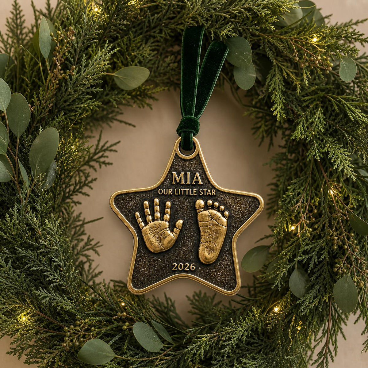 Baby Handprint and Footprint Ornament, Star