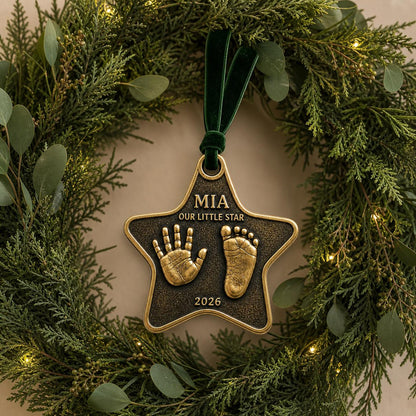 Baby Handprint and Footprint Ornament, Star