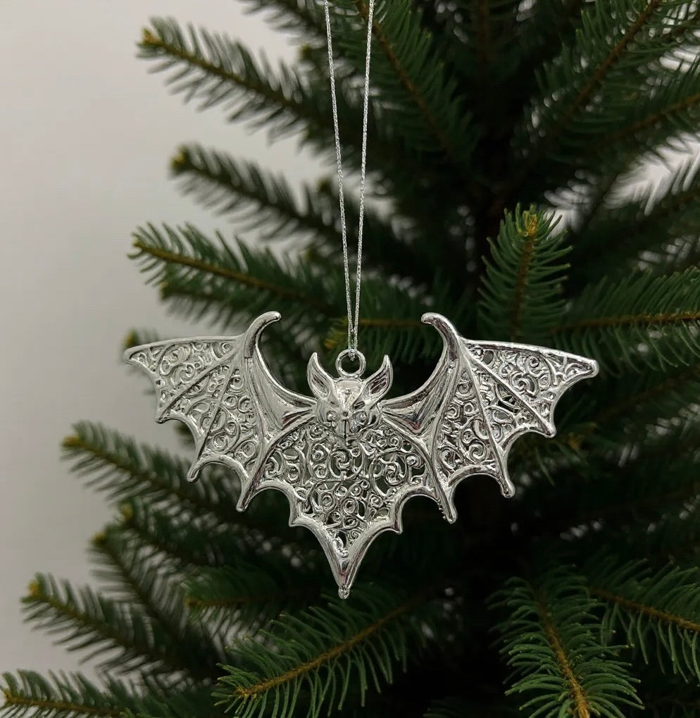 Silver Christmas Ornaments – Metallic Holiday Baubles (Set 3)