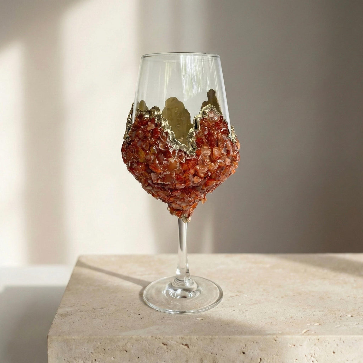 Agate Crystal Wine Glasses – Stone Over the Bowl, 16 oz