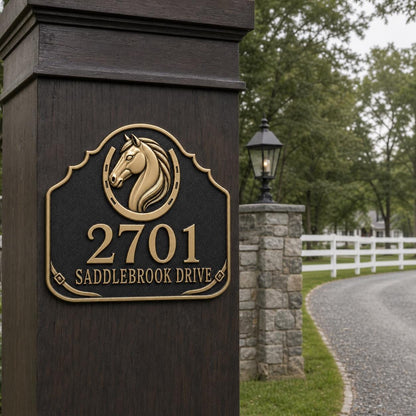Personalised House Number Sign | Antique Brass Address Plaque | Custom Street/Family Name Board