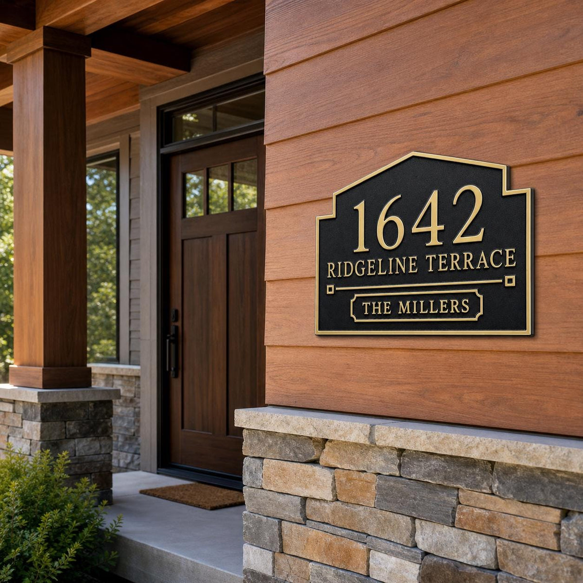 Personalized House Number Plaque | Custom Address Sign | Brass Family Name Street Sign
