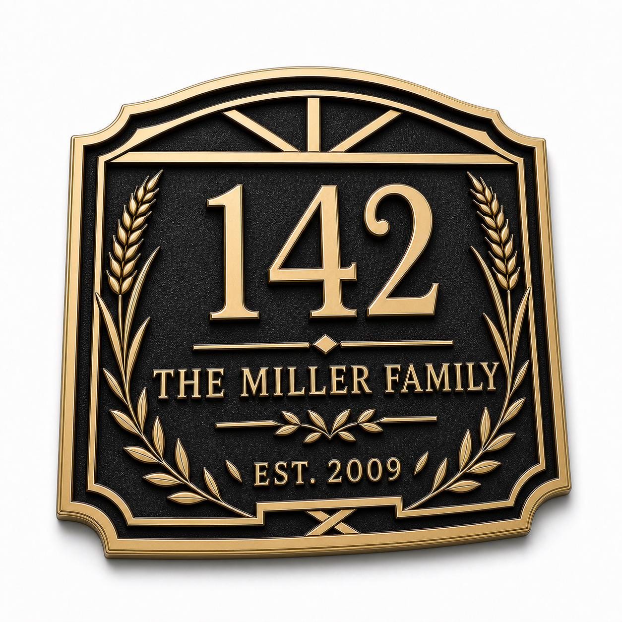Personalised House Number Sign | Antique Brass Address Plaque | Custom Street/Family Name Board