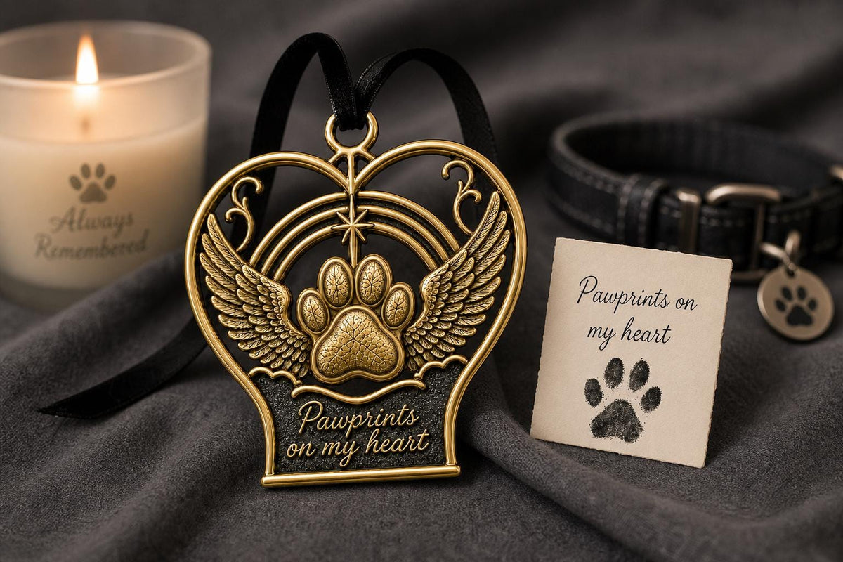 Large Personalized Pet Memorial Ornament | Angel Wings Keepsake | Custom Christmas Tree Decor