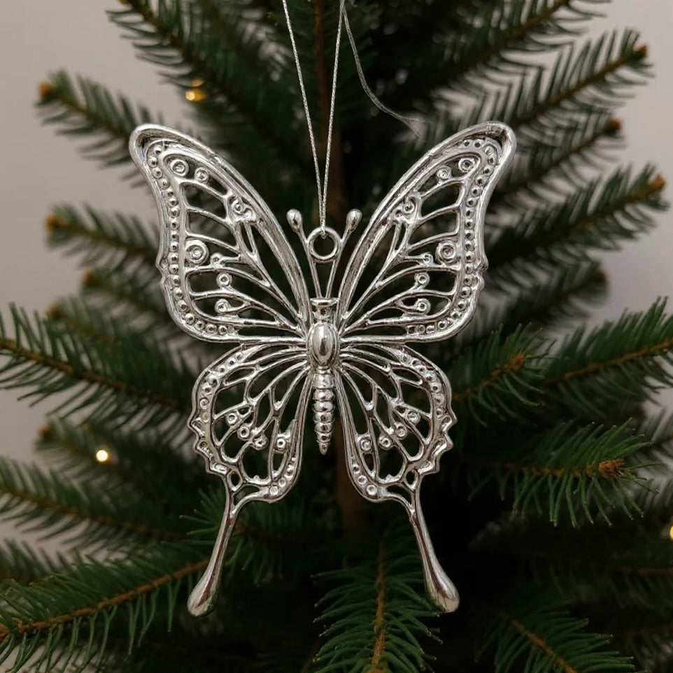Silver Christmas Ornaments – Metallic Holiday Baubles (Set 3)