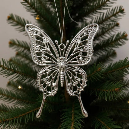 Silver Christmas Ornaments – Metallic Holiday Baubles (Set 3)