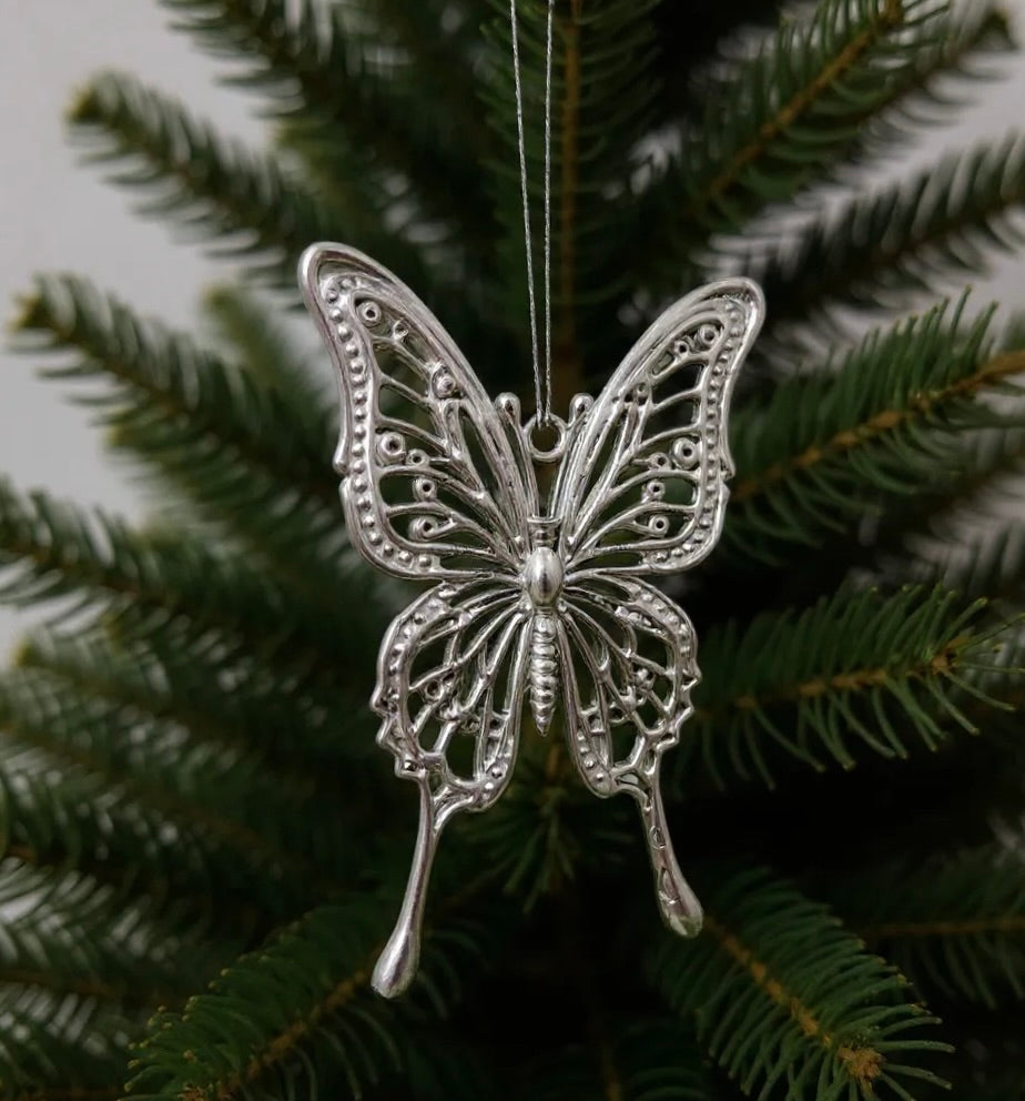 Silver Christmas Ornaments – Metallic Holiday Baubles (Set 3)