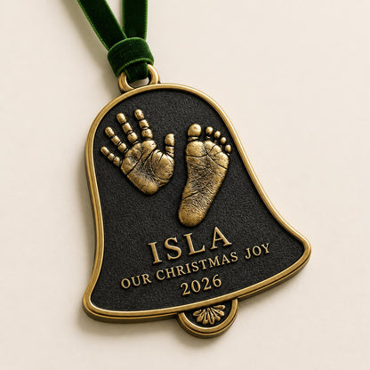 Baby Handprint and Footprint Ornament, Bell