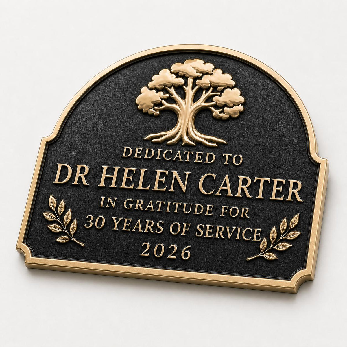 Personalised Bereavement Plaque, Floral Memory Sign, Antique Brass Memorial