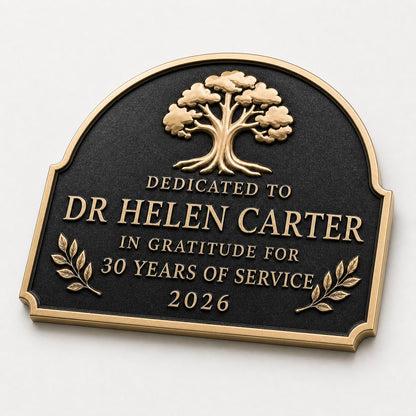 Personalised Bereavement Plaque, Floral Memory Sign, Antique Brass Memorial