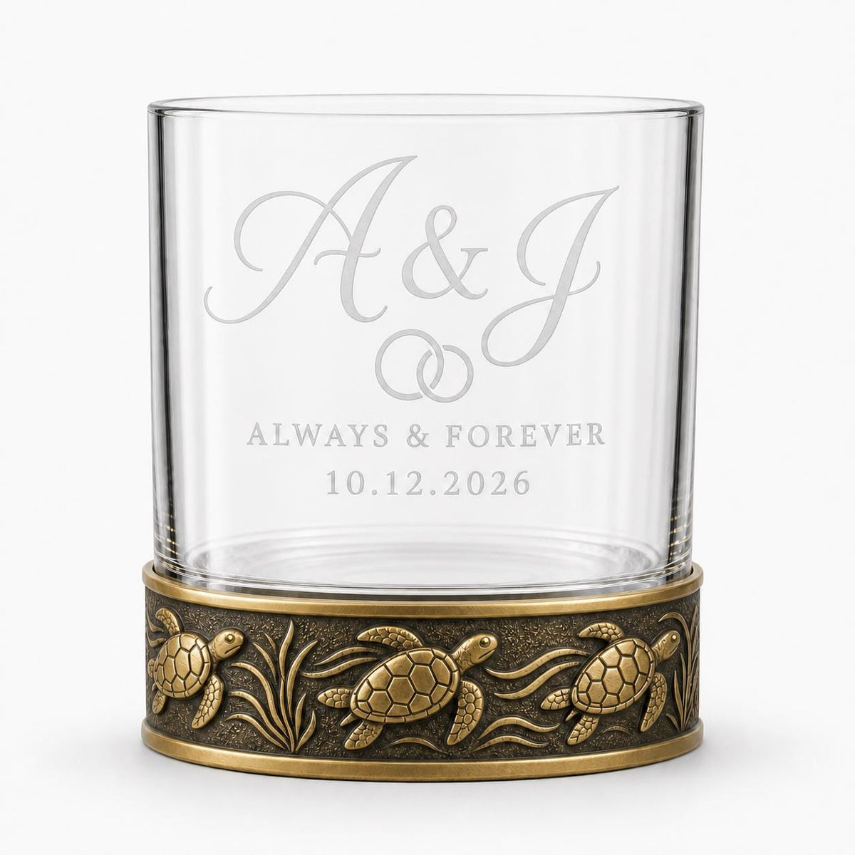 Personalized Sea Turtle Whiskey Glass – Custom Etched Old Fashioned Glass, 10 oz