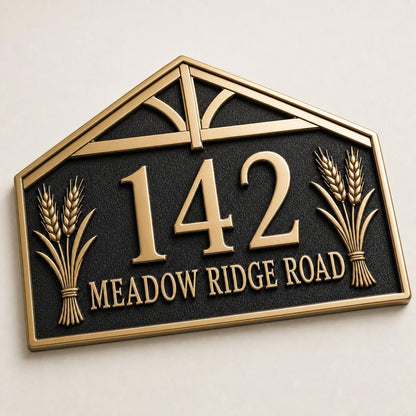 Personalised House Number Sign | Antique Brass Address Plaque | Custom Street/Family Name Board