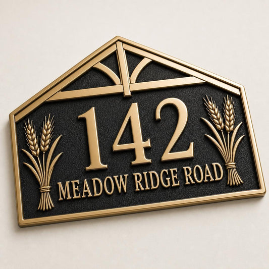 Personalised House Number Sign | Antique Brass Address Plaque | Custom Street/Family Name Board