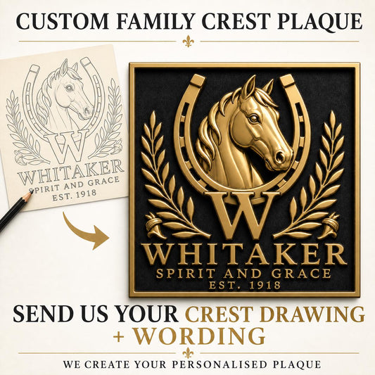 Custom Family Seal Plaque | Personalised Monogram, Ancestry Crest & Motto | Brass House Sign