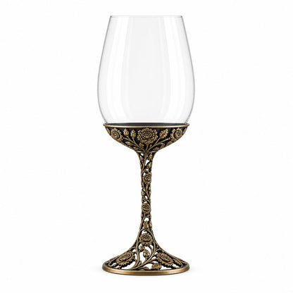 Personalised January Carnation Wine Glass, Custom Etching, Antique Brass Birth Flower Stemware