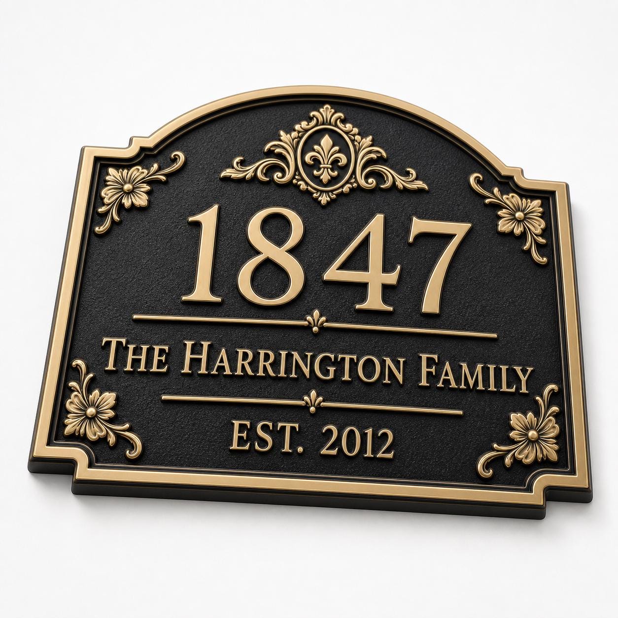 Personalised House Number Sign | Antique Brass Address Plaque | Custom Street/Family Name Board