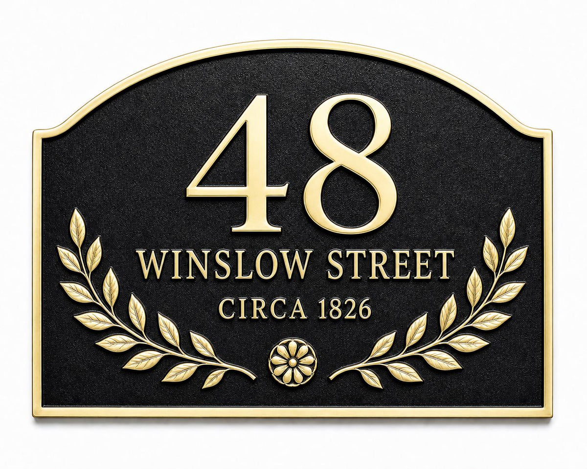 Personalised Antique Brass Address Plaque | Custom House Number Sign
