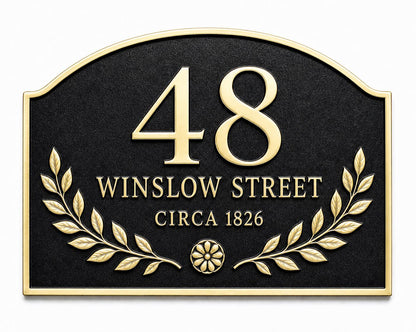 Personalised Antique Brass Address Plaque | Custom House Number Sign