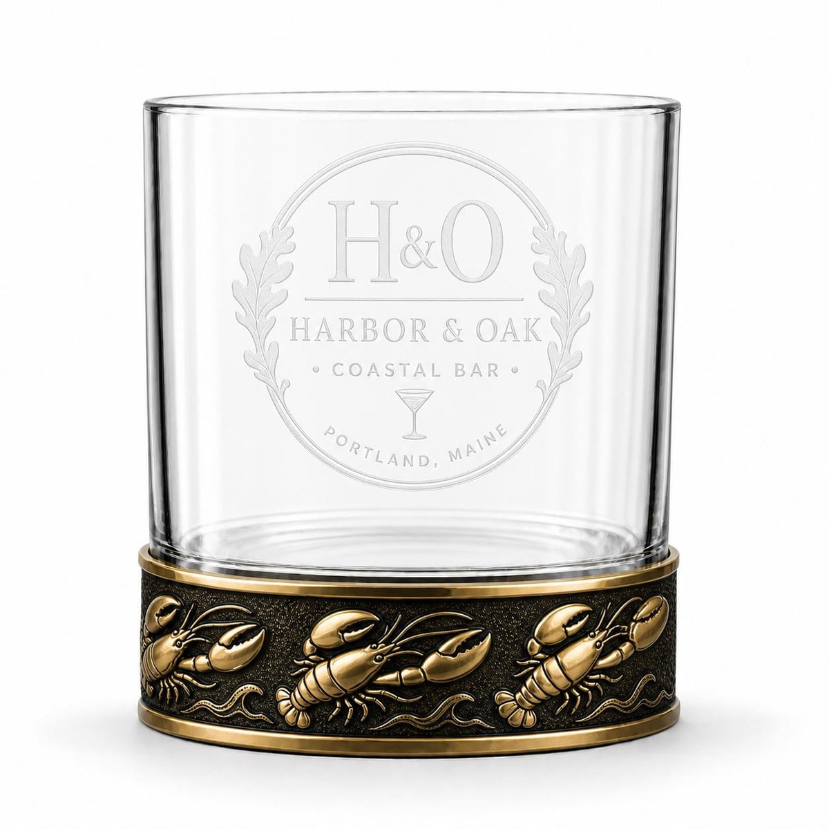 Personalized Lobster Whiskey Glass – Custom Etched Old Fashioned Glass, 10 oz