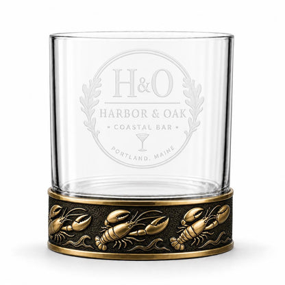 Personalized Lobster Whiskey Glass – Custom Etched Old Fashioned Glass, 10 oz