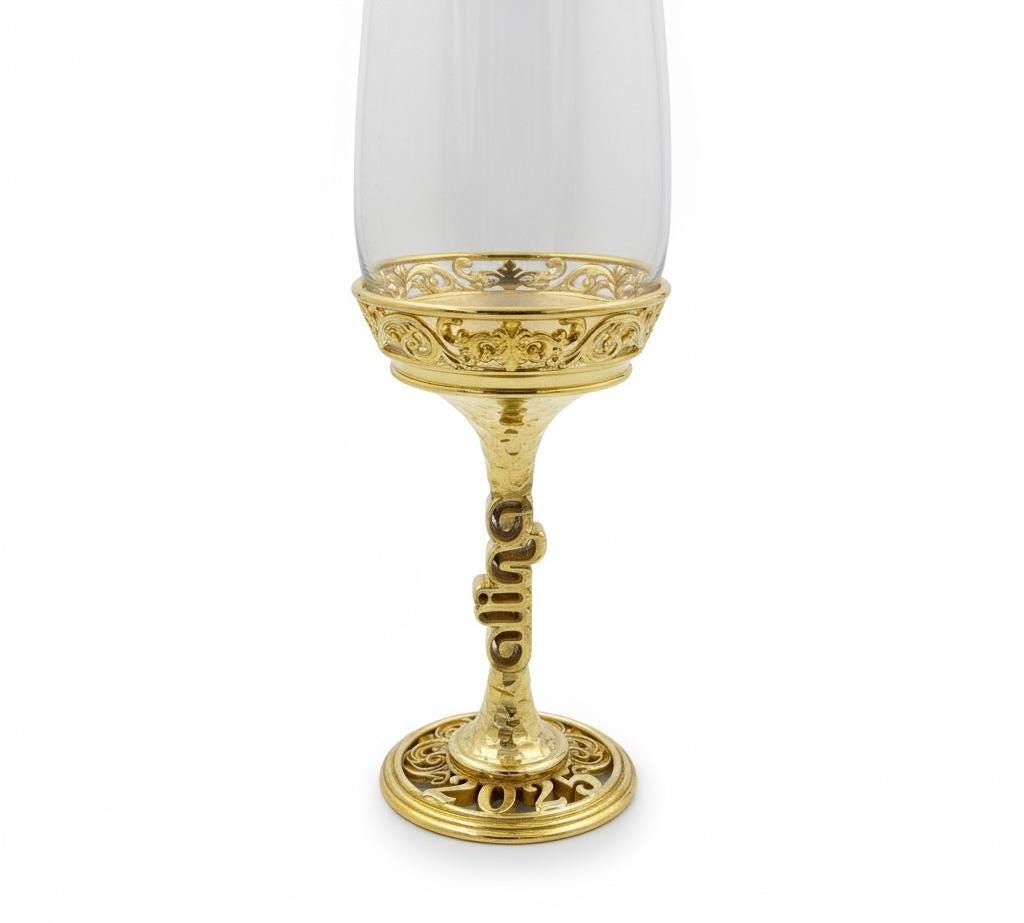 Gold finish personalised stem and ornate base