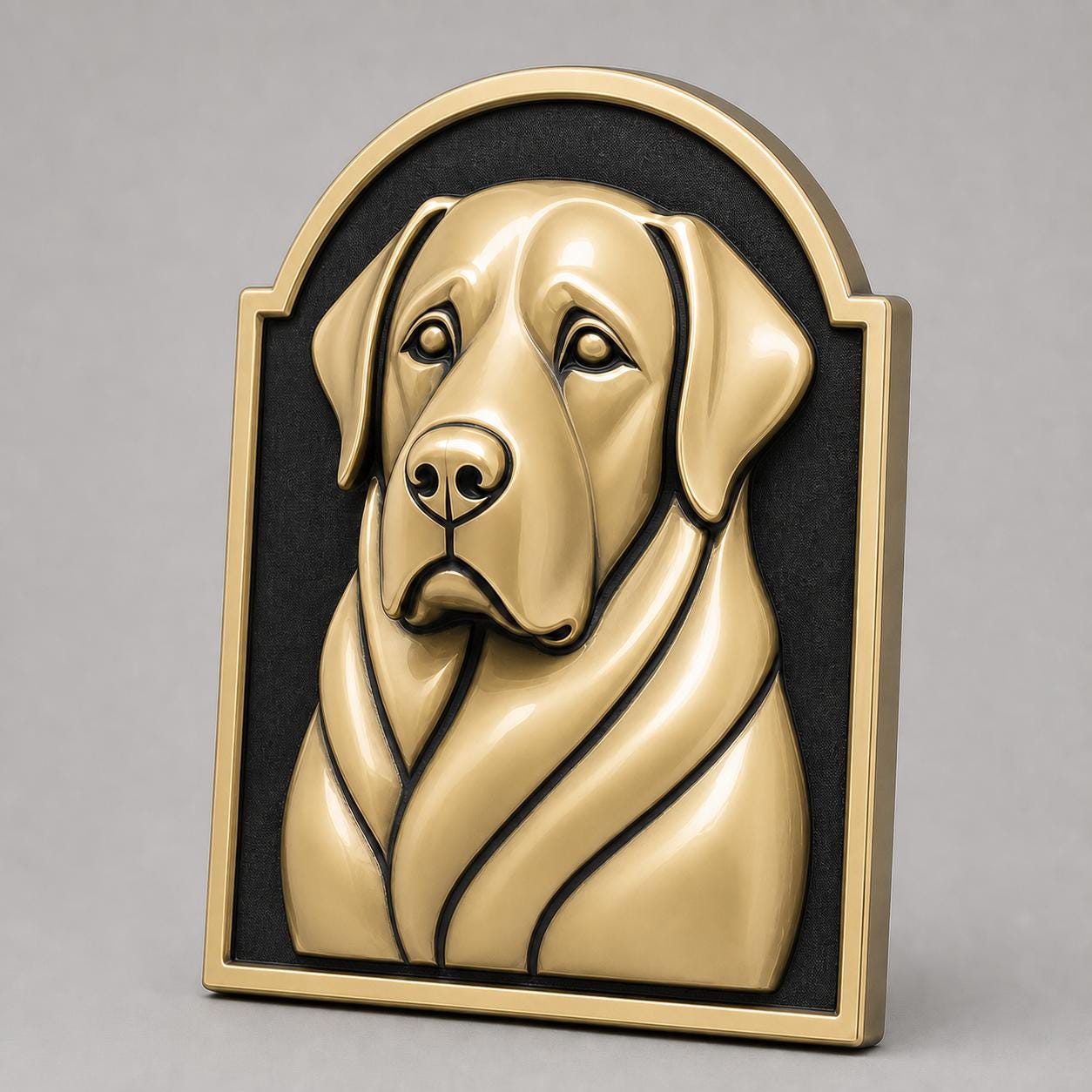 Custom Pet Portrait Relief Plaque | Raised Antique Brass Dog or Cat Wall Art
