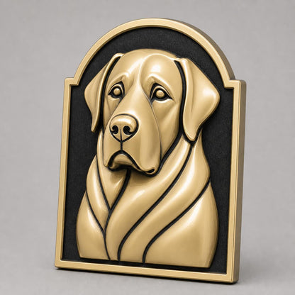 Custom Pet Portrait Relief Plaque | Raised Antique Brass Dog or Cat Wall Art