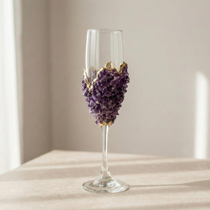Agate Crystal Champagne Glasses – Stone Over the Bowl, 7 oz