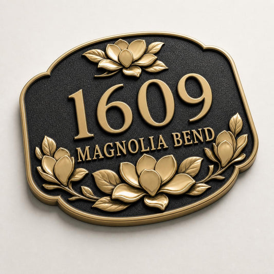 Personalised House Number Sign | Antique Brass Address Plaque | Custom Street/Family Name Board