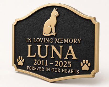 Antique Brass Memorial Plaque, Custom Pet Remembrance Sign