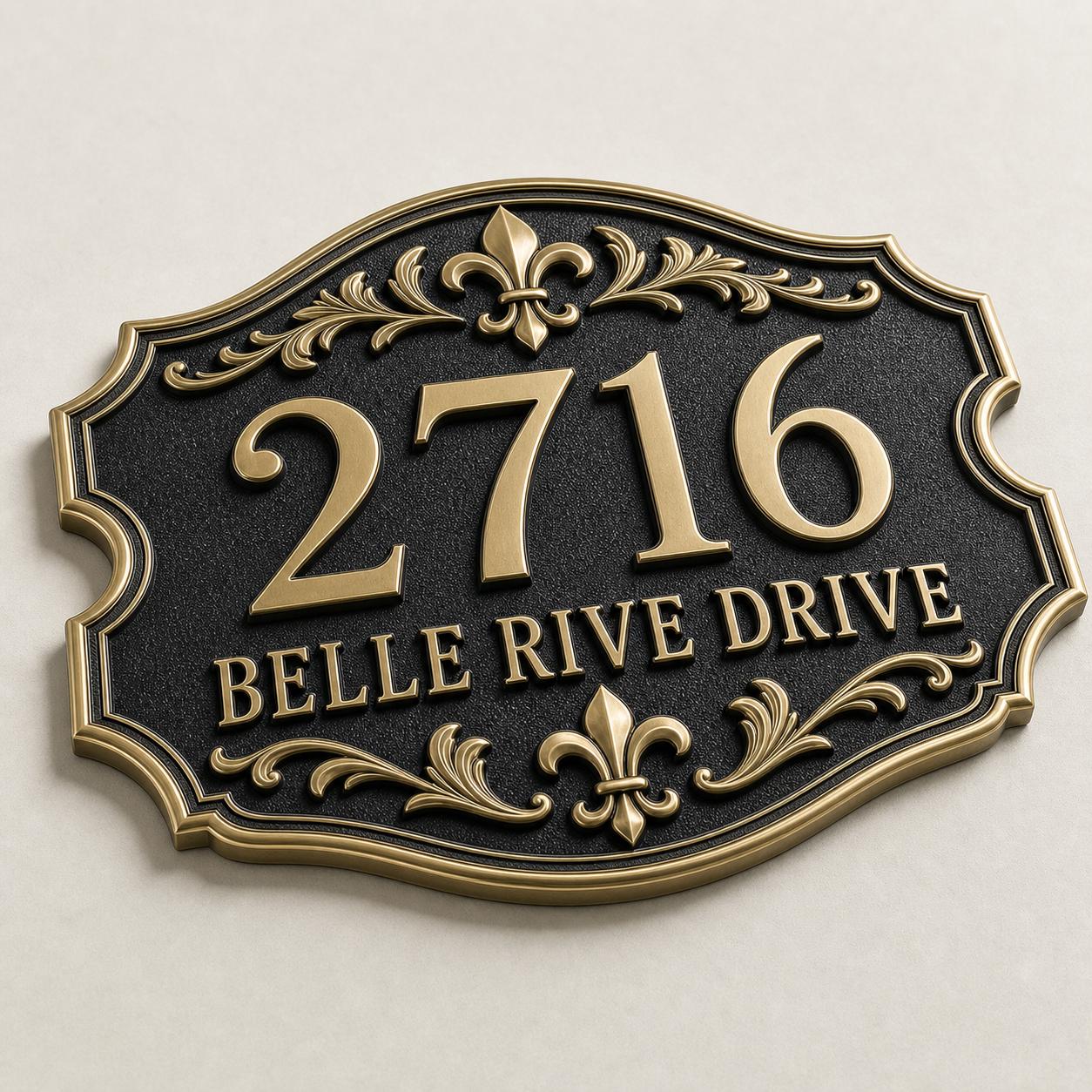 Personalised House Number Sign | Antique Brass Address Plaque | Custom Street/Family Name Board