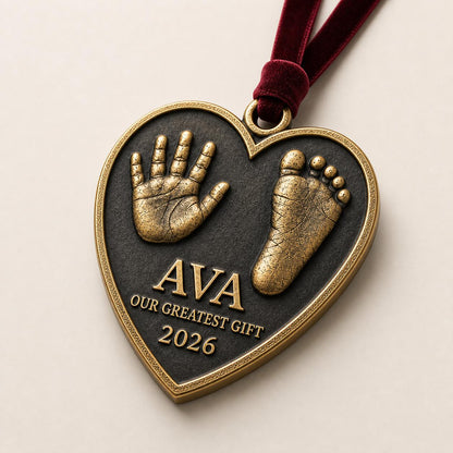 Baby Handprint and Footprint Ornament, Heart