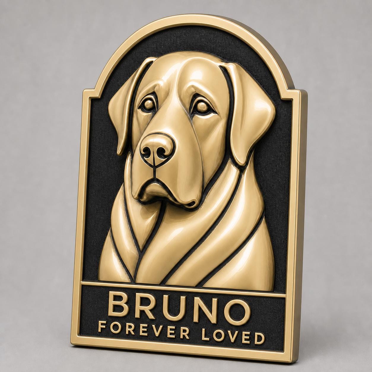 Custom Pet Portrait Relief Plaque | Raised Antique Brass Dog or Cat Wall Art