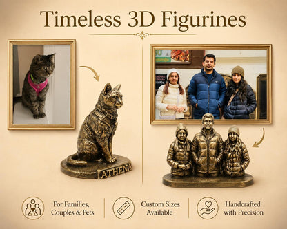 Brass Custom Figurine from Photo | Custom Pet, Birthday, Wedding, Graduation Figurine | Personalized Family Sculpture Brass Copper