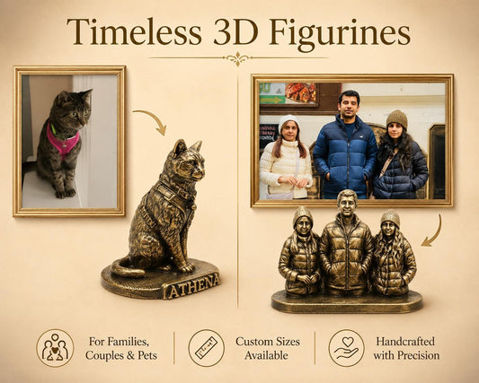 Brass Custom Figurine from Photo | Custom Pet, Birthday, Wedding, Graduation Figurine | Personalized Family Sculpture Brass Copper
