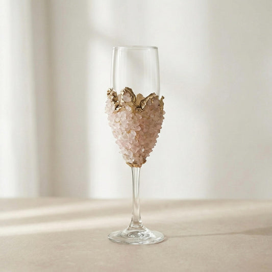 Agate Crystal Champagne Glasses – Stone Over the Bowl, 7 oz
