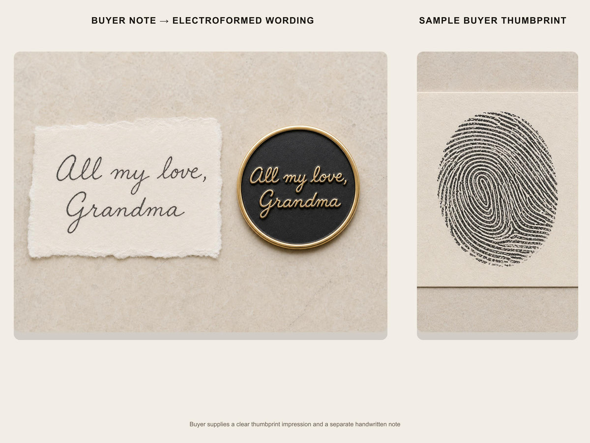Custom Grandma Thumbprint Memorial Plaque, Antique Brass Keepsake, Personalised Handwriting Remembrance Gift