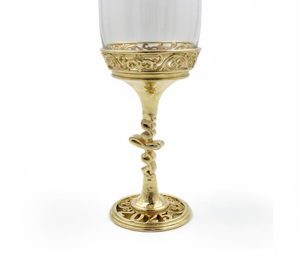 Personalised Wine Glasses Set | Electroformed Stem & Base, Wedding Gift (Set of 1 or 2)
