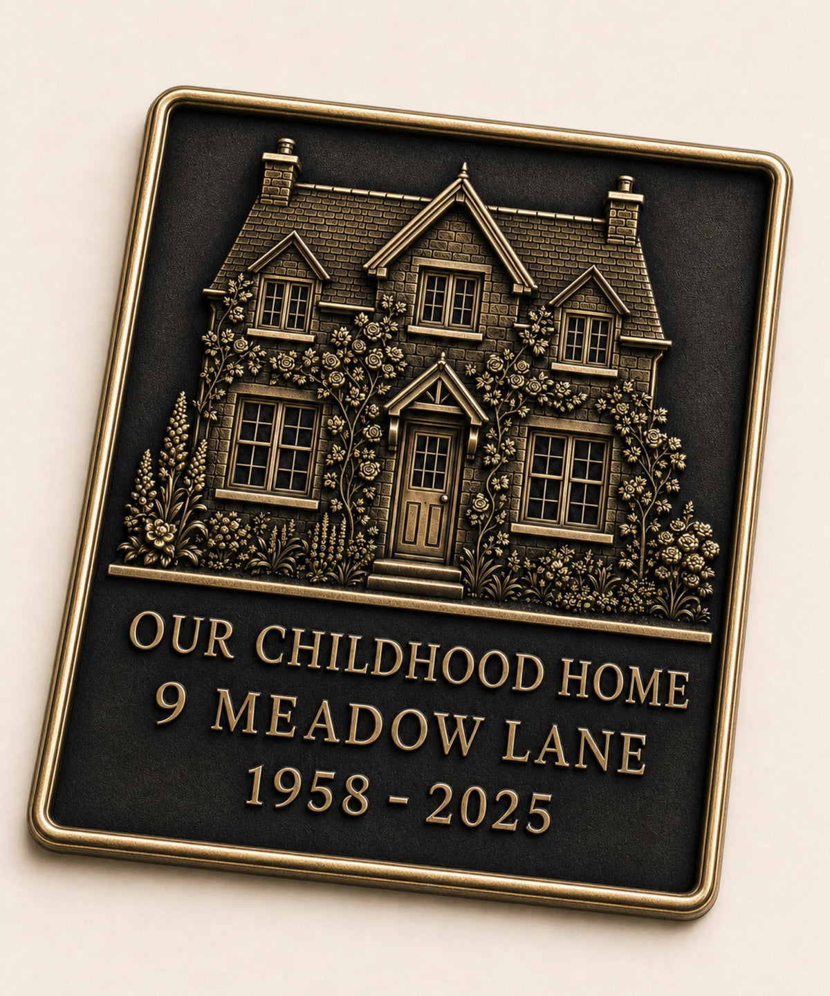 Personalised House Portrait Plaque, Custom Building Relief, Antique Brass Home Keepsake
