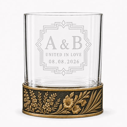Personalized Birth Flower Whiskey Glass – Larkspur and Gladiolus, 10 oz