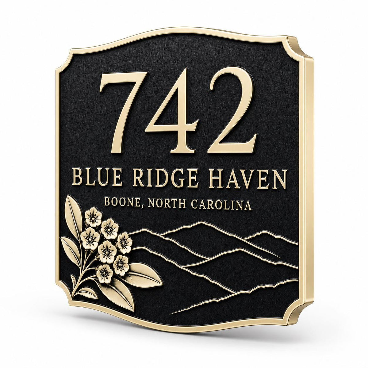 Personalised Mountain Address Plaque | Custom Antique Brass House Number Sign Board