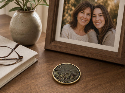 Custom Fingerprint Memorial Plaque, Antique Brass Keepsake, Personalised Handwriting Remembrance Gift for Mom