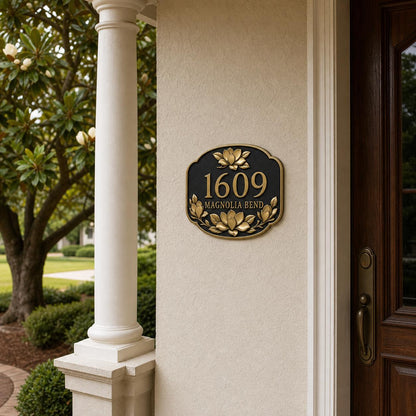 Personalised House Number Sign | Antique Brass Address Plaque | Custom Street/Family Name Board