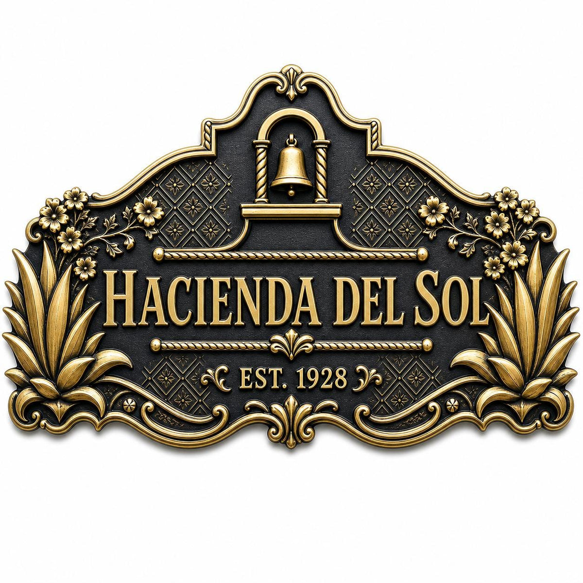 Personalized Antique Brass House Name Plaque | Spanish Style Address Sign