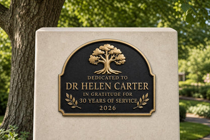 Personalised Bereavement Plaque, Floral Memory Sign, Antique Brass Memorial