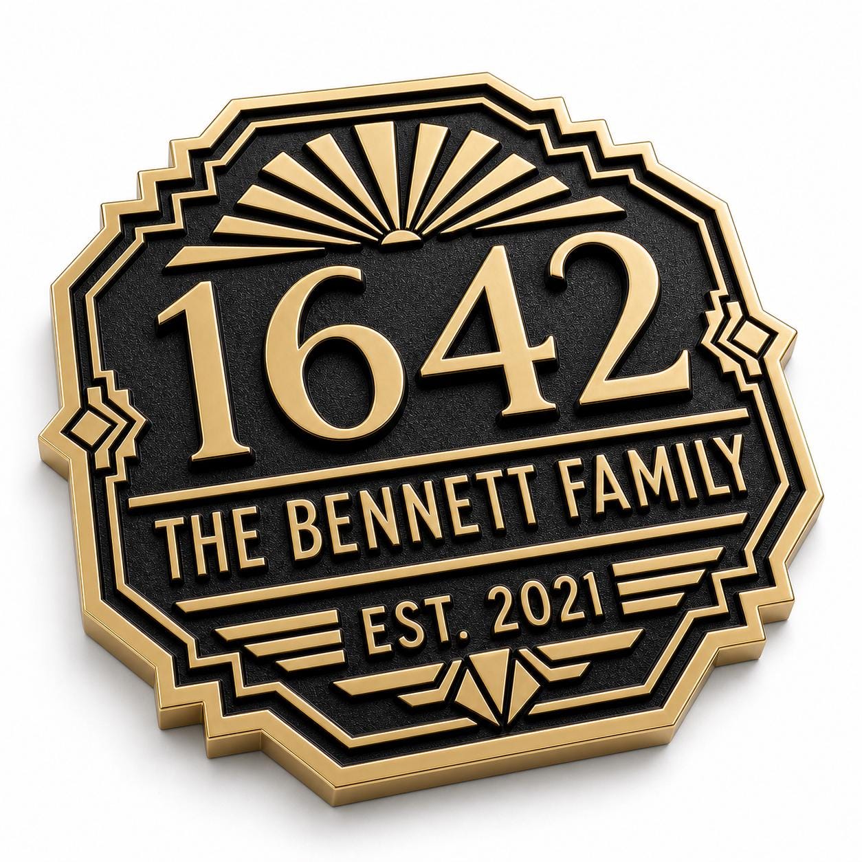 Personalised House Number Sign | Antique Brass Address Plaque | Custom Street/Family Name Board