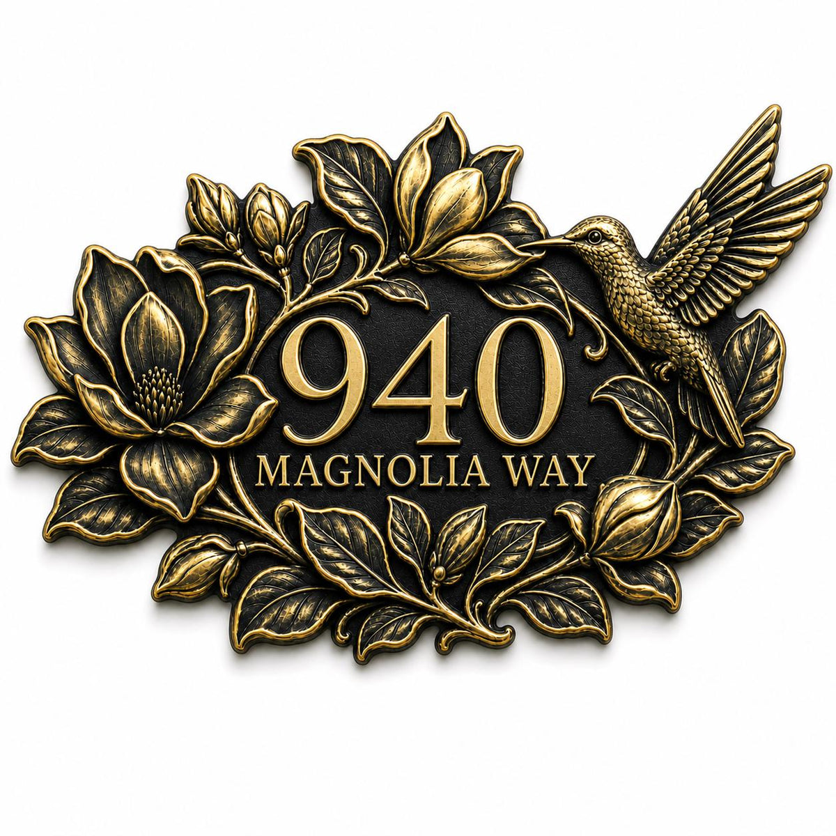 Design Your Own Custom House Number Plaque | Personalized Antique Brass Floral Address Sign