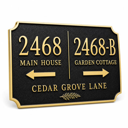 Personalized ADU Address Sign, Main House and Garden Cottage Wayfinding Brass Plaque